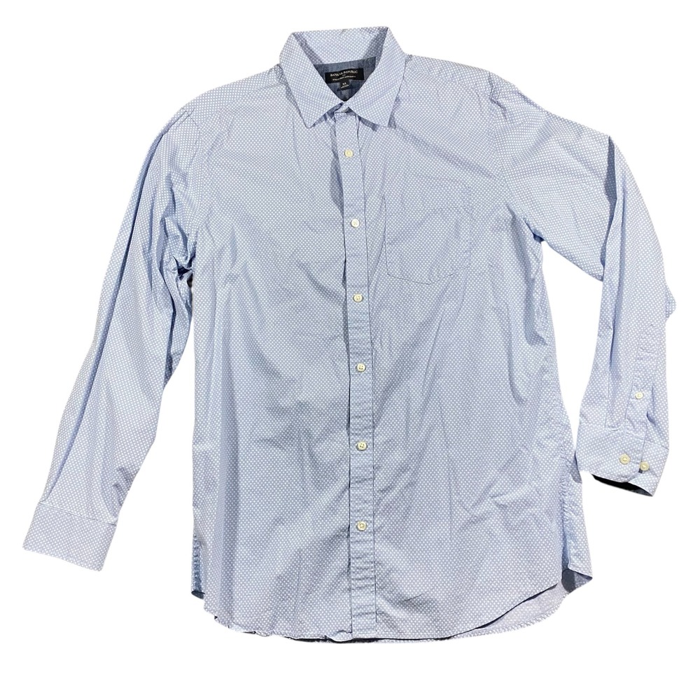 Banana Republic Mens XL Slim‎ Fit Stretch Soft Wash Blue Diamond Print Shirt